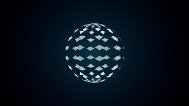 Marco de alambre giratorio lento del globo a partir de líneas de triángulos — Vídeos de Stock