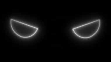 Cadılar Bayramı animasyonu, siyah ekranda titreyen korkunç gözlerin silueti.