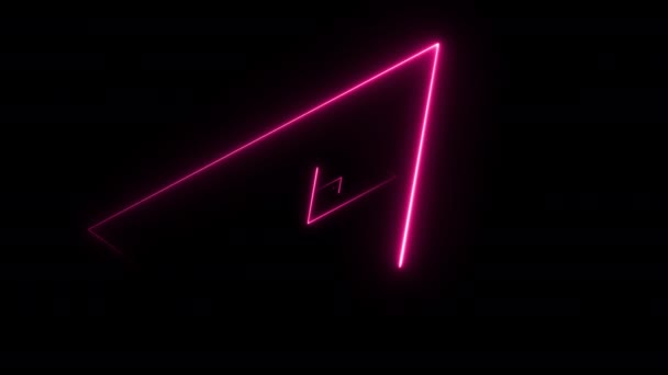 Abstract background neon triangle shapes moving on camera with tunnel effect — Stock Video