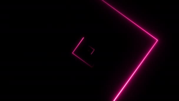 Fond abstrait avec des formes carrées néon se déplaçant sur la caméra avec effet tunnel 