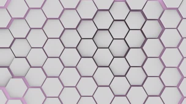 Papel de parede ao vivo: turbulento ondulado azulejos hexágono branco no fundo rosa claro — Vídeo de Stock