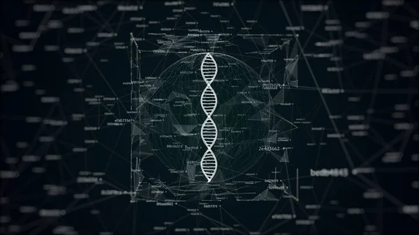 디지털 노이즈에서 Dna 입방체에서 Dna 추상적 코드로 둘러싸여 입방체 — 스톡 사진