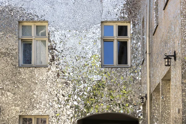 Polish City Lodz Interesting Street Mirror Buildings — Stock Photo, Image