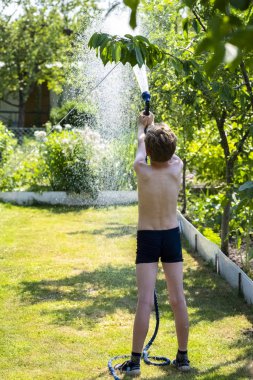 bahçede Çim Sulama çocuk