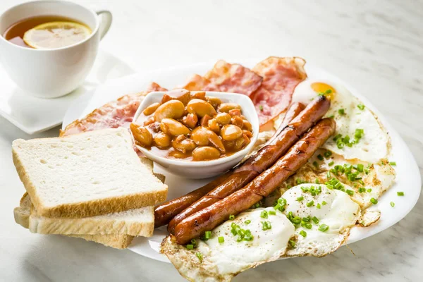 Engelsk Frukost Endast Med Kopp Kraftfull Portion Kalorier Kommer Att — Stockfoto