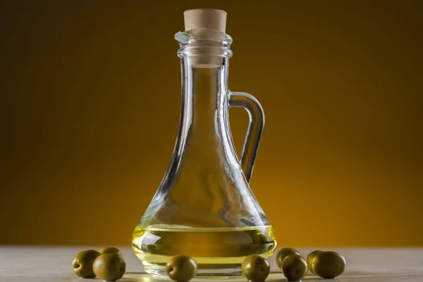 Olives Olive Oil Special Bottle — Stock Photo, Image