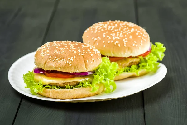 Amerikan Çizburgeri Hızlı Lezzetli Breakfast Beyaz Arka Plan Üzerinde — Stok fotoğraf