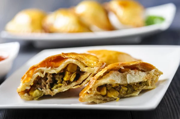 Empanada Dish South American Cuisine Baked Dumplings Stuffed Meat Vegetable — Stock Photo, Image