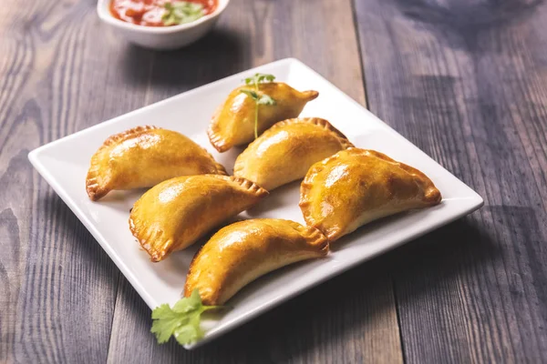 Empanada Dish South American Cuisine Baked Dumplings Stuffed Meat Vegetable — Stock Photo, Image