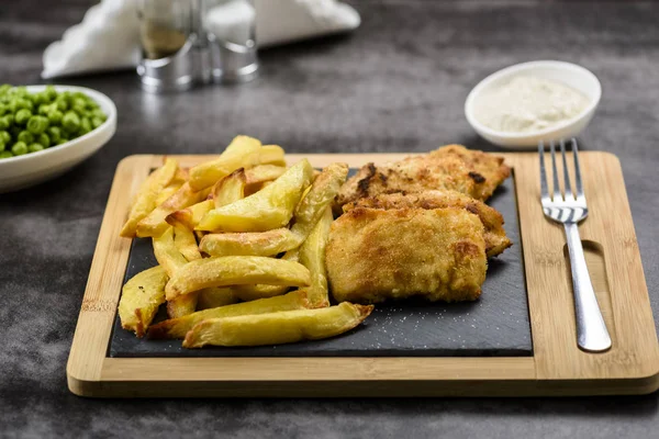 Fish Chips Vaak Gebruikt Voedsel Uit Britse Pubs — Stockfoto