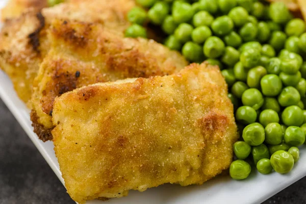 Pescado Patatas Fritas Menudo Utilizan Alimentos Pubs Británicos — Foto de Stock