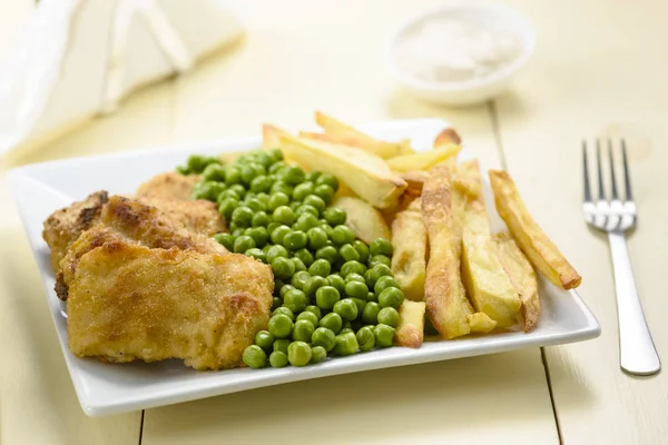 Fish Chips Cibo Spesso Usato Dai Pub Britannici — Foto Stock