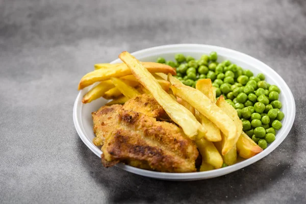 Fish Chips Vaak Gebruikt Voedsel Uit Britse Pubs — Stockfoto