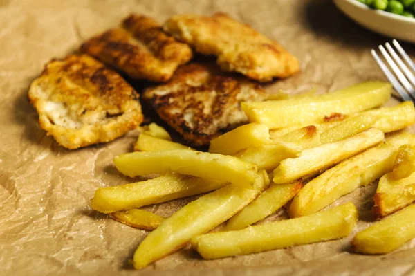 Fisk Och Chips Används Ofta Mat Från Brittiska Pubar — Stockfoto