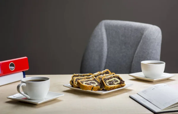 Nos Vemos Oficina Con Café Galletas —  Fotos de Stock