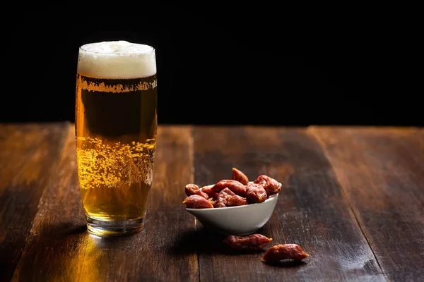 Birra, snack, patatine fritte — Foto Stock