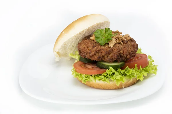 Cheeseburger quick and tasty breakfast — Stock Photo, Image