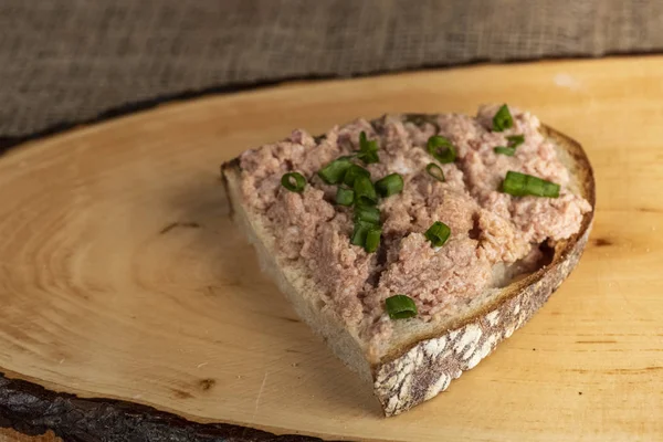 Bread with lard and pate — Stock Photo, Image