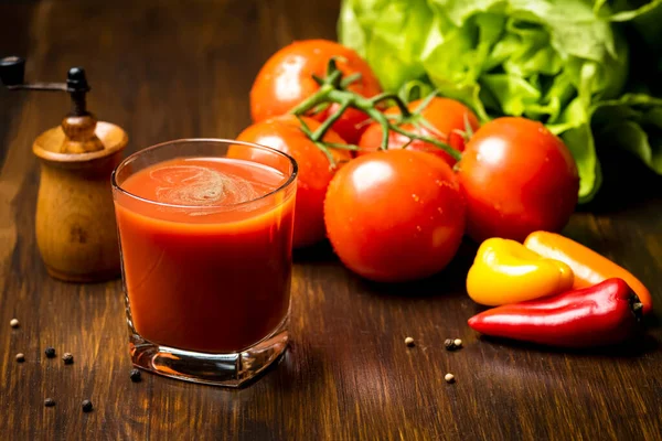 Glass Tomato Juice Tasty Source Vitamins — Stock Photo, Image