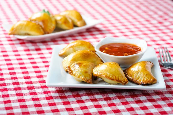 Empanada Dish South American Cuisine Baked Dumplings Stuffed Meat Vegetable — Stock Photo, Image