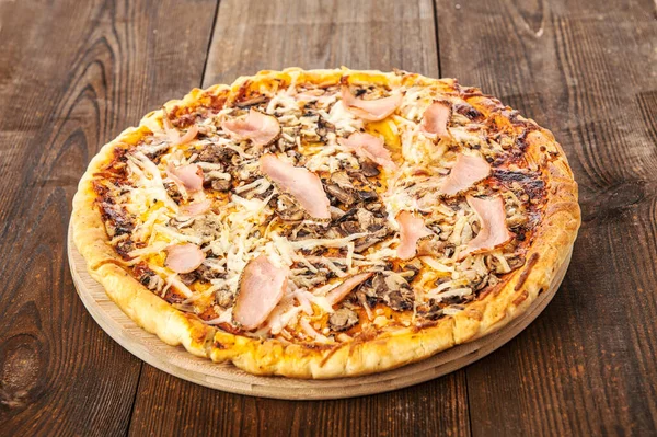 Pizza Houten Tafel — Stockfoto