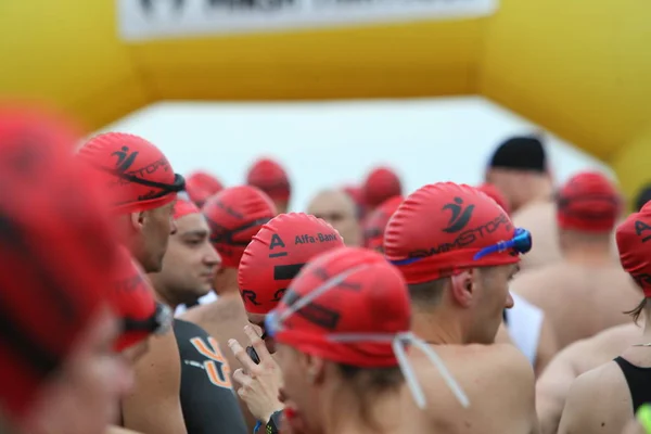 Biélorussie Minsk Juillet 2018 Les Athlètes Échauffent Début Triathlon Minsk — Photo