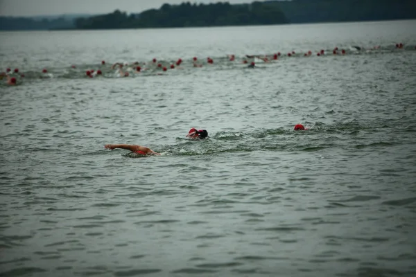 Λευκορωσία Μινσκ Ιουλίου 2018 Συμμετέχοντες Αθλητές Κολύμβηση Αγώνες Τριάθλου Μινσκ — Φωτογραφία Αρχείου