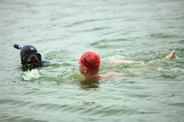 Belarus Minsk Julho 2018 Atletas Participantes Competições Natação Minsk Triathlon — Fotografia de Stock