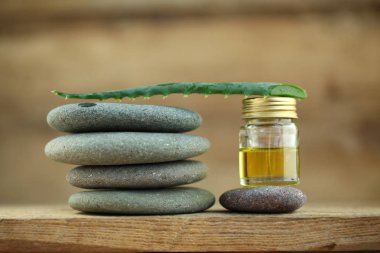 Aloe yağ spa terapi ahşap arka plan