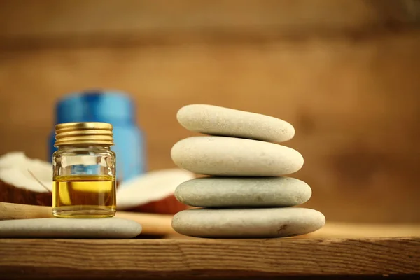 Coconut Oil Massage Pebble Candle — Stock Photo, Image
