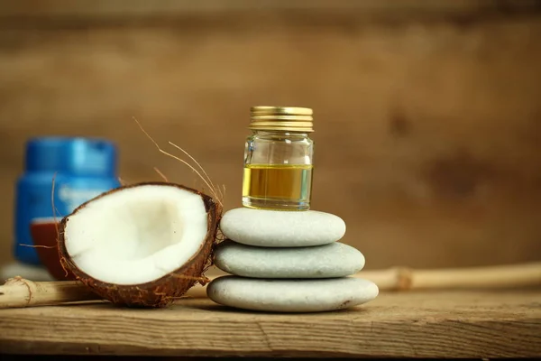 Kokosolie Voor Massage Pebble Kaars — Stockfoto