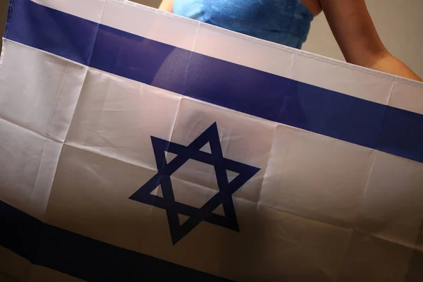 Termékenység Izrael Fogalmának Egy Terhes Lány Izrael Zászló — Stock Fotó