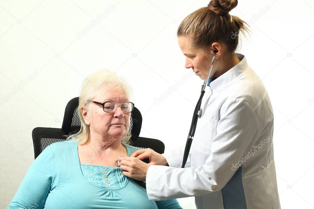 elderly woman at the doctor home