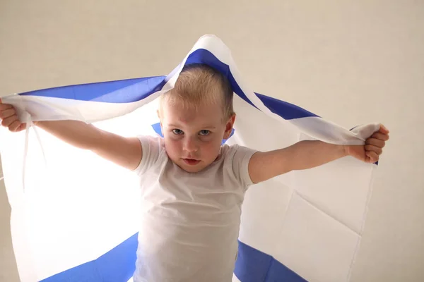Jongetje Met Joodse Vlag — Stockfoto