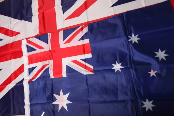 British and Australian flags close up