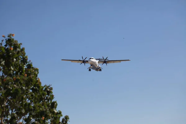 Israel Eilat Juni 2018 Israelisk Passagerareflygbolag Landar Framför Blå Himmel — Stockfoto