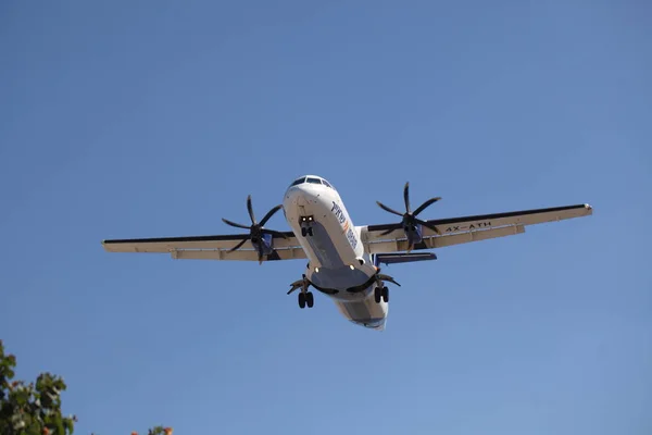 Israel Eilat June 2018 Israeli Passenger Airline Landing Front Blue — Stock Photo, Image