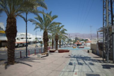İsrail, Eilat, Haziran 2018. Eilat gün kentsel mimari sokak şehir beldesi.