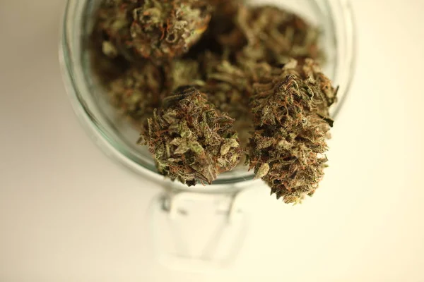 Medicinsk Cannabis Marijuana Glasburk — Stockfoto