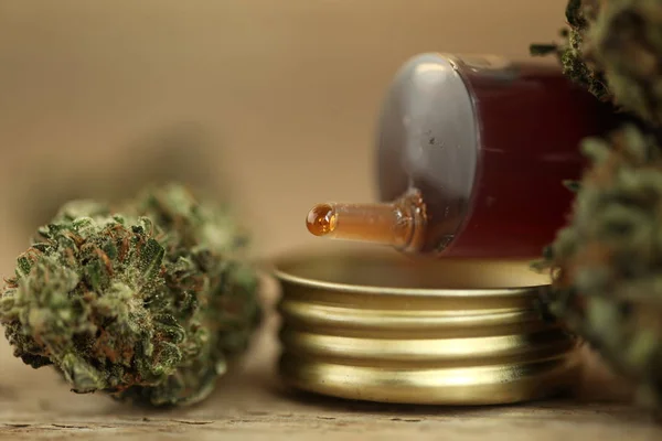 Close up recreação maconha óleo de cannabis medicinal cbd — Fotografia de Stock