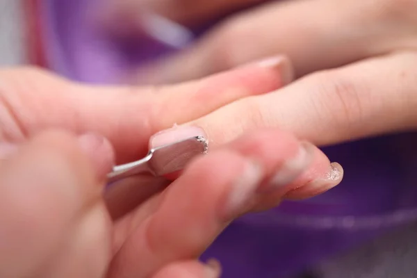 Vrouwelijke Nail Manicure Verwerking — Stockfoto