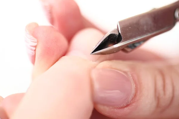 Lavorazione Manicure Unghie Femminile — Foto Stock
