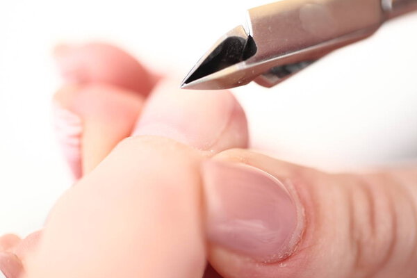 female nail manicure processing