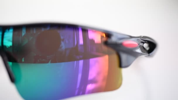 Moda Esportes Óculos Sol Moldura Plástico — Vídeo de Stock