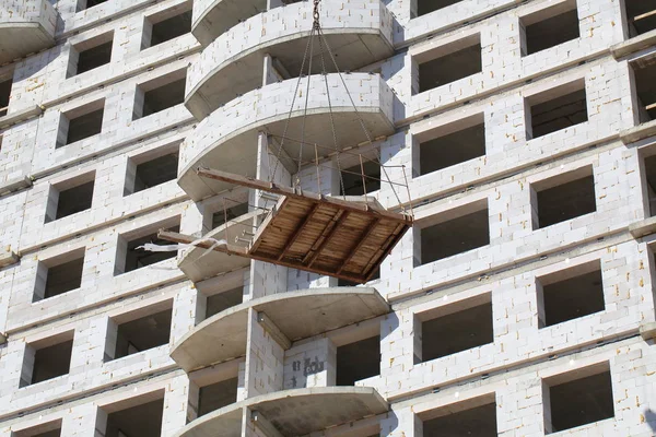 Construction Site Apartment Building Working Crane — Stock Photo, Image