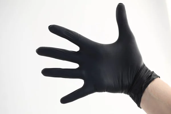 Kobiety Ręka Czarne Rękawice — Zdjęcie stockowe