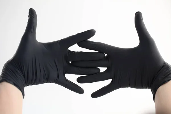 Women Hand Black Gloves — Stock Photo, Image