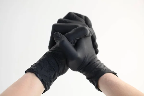 Vrouwen Hand Zwarte Handschoenen — Stockfoto
