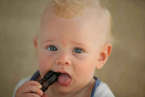 Engraçado Bebê Menino Infantil Retrato — Fotografia de Stock