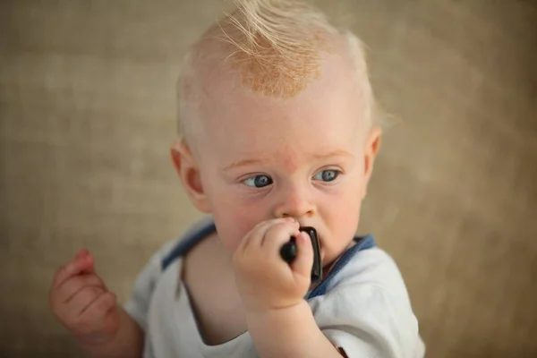 Αστείο Μωρό Αγόρι Πορτρέτο Του Βρέφους — Φωτογραφία Αρχείου
